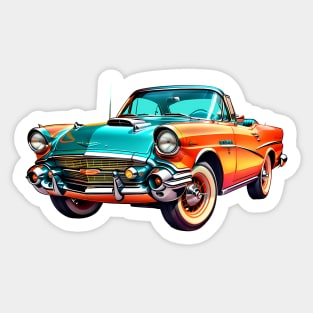 Colored Classic Car Design in Vibrant Vector Style Sticker